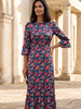 Ridley_London_Black_Red__Silk_Satin_Liberty_Silk_Satin_Rosella_Dress_With_Three_Quarter_Sleeves_Mother_of_The_Bride_Dress_Wedding_guest_dress