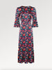 Ridley_London_Black_Red__Silk_Satin_Liberty_Silk_Satin_Rosella_Dress_With_Three_Quarter_Sleeves_Mother_of_The_Bride_Dress_Wedding_guest_dress
