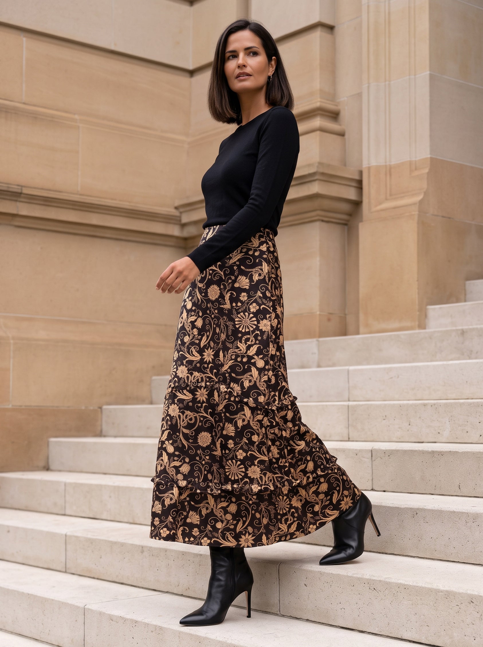 Ridley_London_Chocolate_Silk_Twill_Hesperedes_Evening_Liberty_Print_Anya_Maxi_Skirt_With_Frounce_Frill_Hem