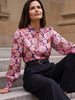 Ridley_London_Magenta_Dark_Fucshia_Pink_Clifford_Liberty_Silk_Satin_Floral_Alicia_Top_Long_Sleeved_Blouse_With_Shirred_Cuffs