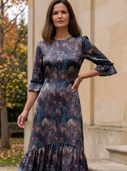 Ridley_London_Silk_Autumn_Winter_Mother_Of_the_Bride_Wedding_Guest_Purple_King_Hera_Peacock_Feather_Liberty_Silk_Twill_Jacqueline_Maxi_Dress