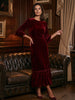 Ridley_London_Ruby_Red__Silk_Velvet_Rosella_Dress_With_Three_Quarter_Sleeves_Mother_of_The_Bride_Dress_Wedding_guest_dress