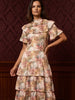 Ridley_London_Pink_Autumn_Walk_Liberty_Print_Silk_Satin_Mathilda_Maxi_Bespoke_Wedding_Guest_Mother_of_The_Bride_Dress_With_Tiered_Skirt_And_Elbow_Length_Sleeves