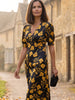 Ridley_London_Silk_Autumn_Winter_Mother_Of_the_Bride_Wedding_Guest_Black_Gold_Radiant_Ros_Liberty_Silk_Satin_Bias_Cut_Janie_Maxi_Dress_with_Elbow_Length_Sleeves
