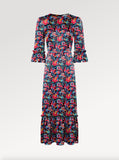 Ridley_London_Black_Red__Silk_Satin_Liberty_Silk_Satin_Rosella_Dress_With_Three_Quarter_Sleeves_Mother_of_The_Bride_Dress_Wedding_guest_dress