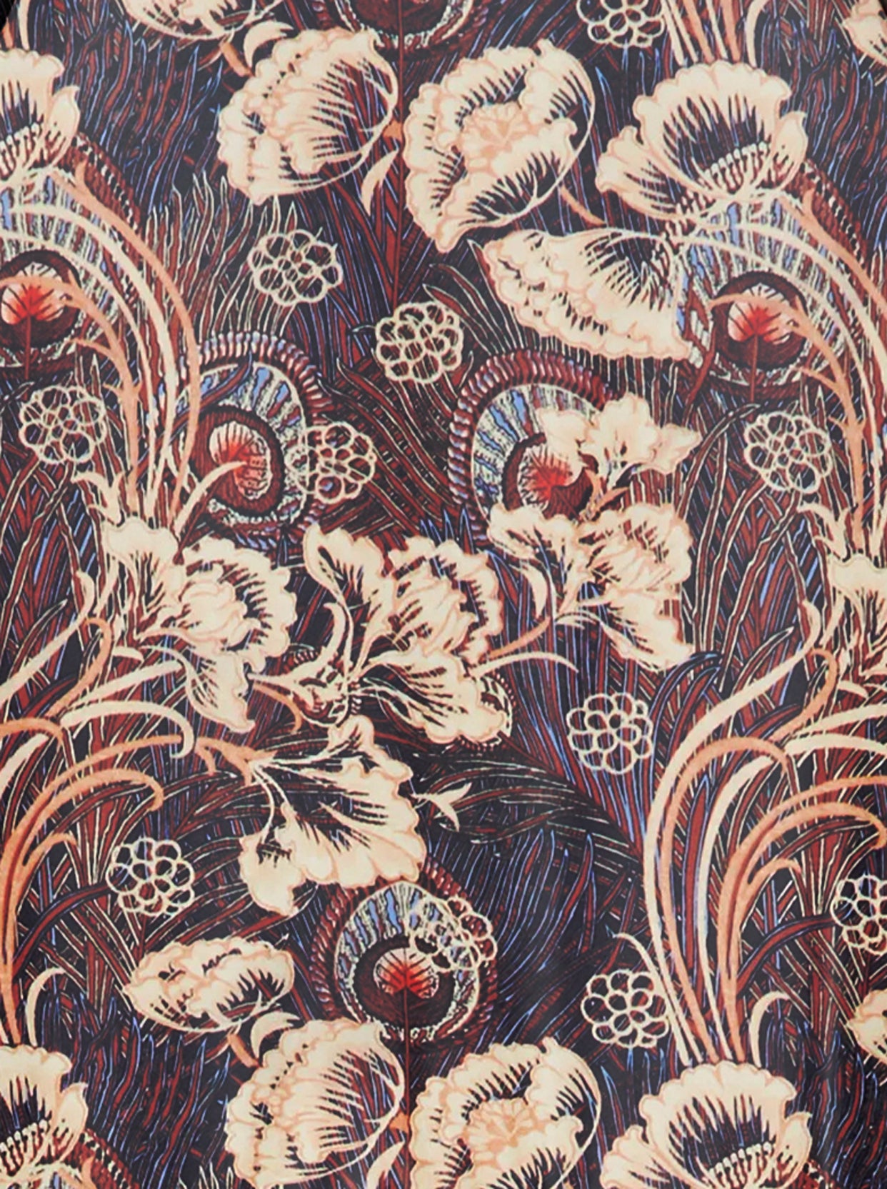 Ridley_London_Chocolate_Peacock_Feather_Liberty_Print_Hera_Hana_Silk_Twill