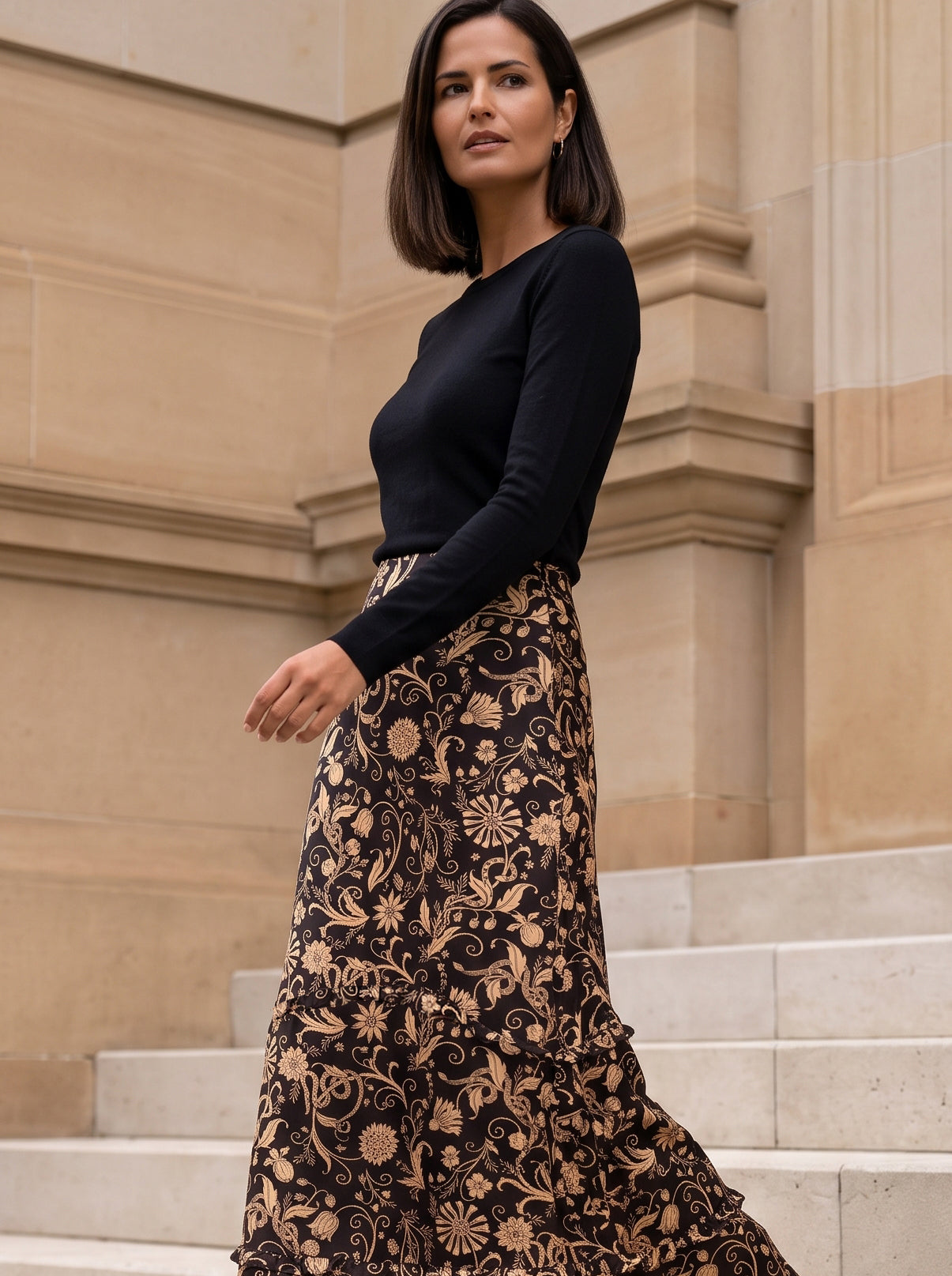 Ridley_London_Chocolate_Silk_Twill_Hesperedes_Evening_Liberty_Print_Anya_Maxi_Skirt_With_Frounce_Frill_Hem
