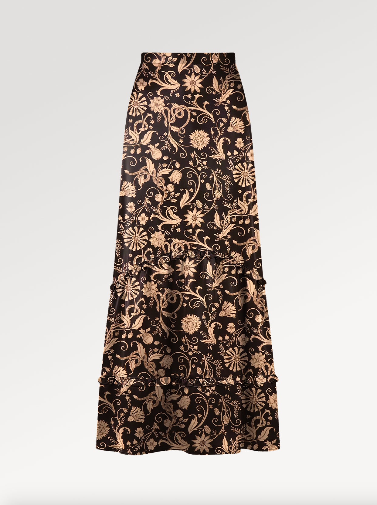 Ridley_London_Chocolate_Silk_Twill_Hesperedes_Evening_Liberty_Print_Anya_Maxi_Skirt_With_Frounce_Frill_Hem