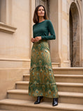 Ridley_London_Green_Silk_Twill_Royal_Hera_Liberty__Print_Peacock_Feather_Silk_Anya_Maxi_Skirt_With_Frounce_Frill_Hem