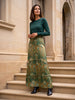 Ridley_London_Green_Silk_Twill_Royal_Hera_Liberty__Print_Peacock_Feather_Silk_Anya_Maxi_Skirt_With_Frounce_Frill_Hem