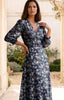 Ridley_London_Navy_And_White_Josephine_Floral_Silk_Chiffon_Wedding_Guest_Ella_Dress_With_Fit_And_Flare_Shape_And_Three_Quarter_Sleeves