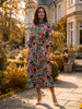 Ridley_London_Silk_Autumn_Winter_Mother_Of_the_Bride_Wedding_Guest_Navy_Multi_Coloured_Paisley_Fanfare_Liberty_Silk_Satin_Lola_Midi_Dress_with_Three_Quarter_Sleeves_And_Ruffles_With_Ruffle_Collar