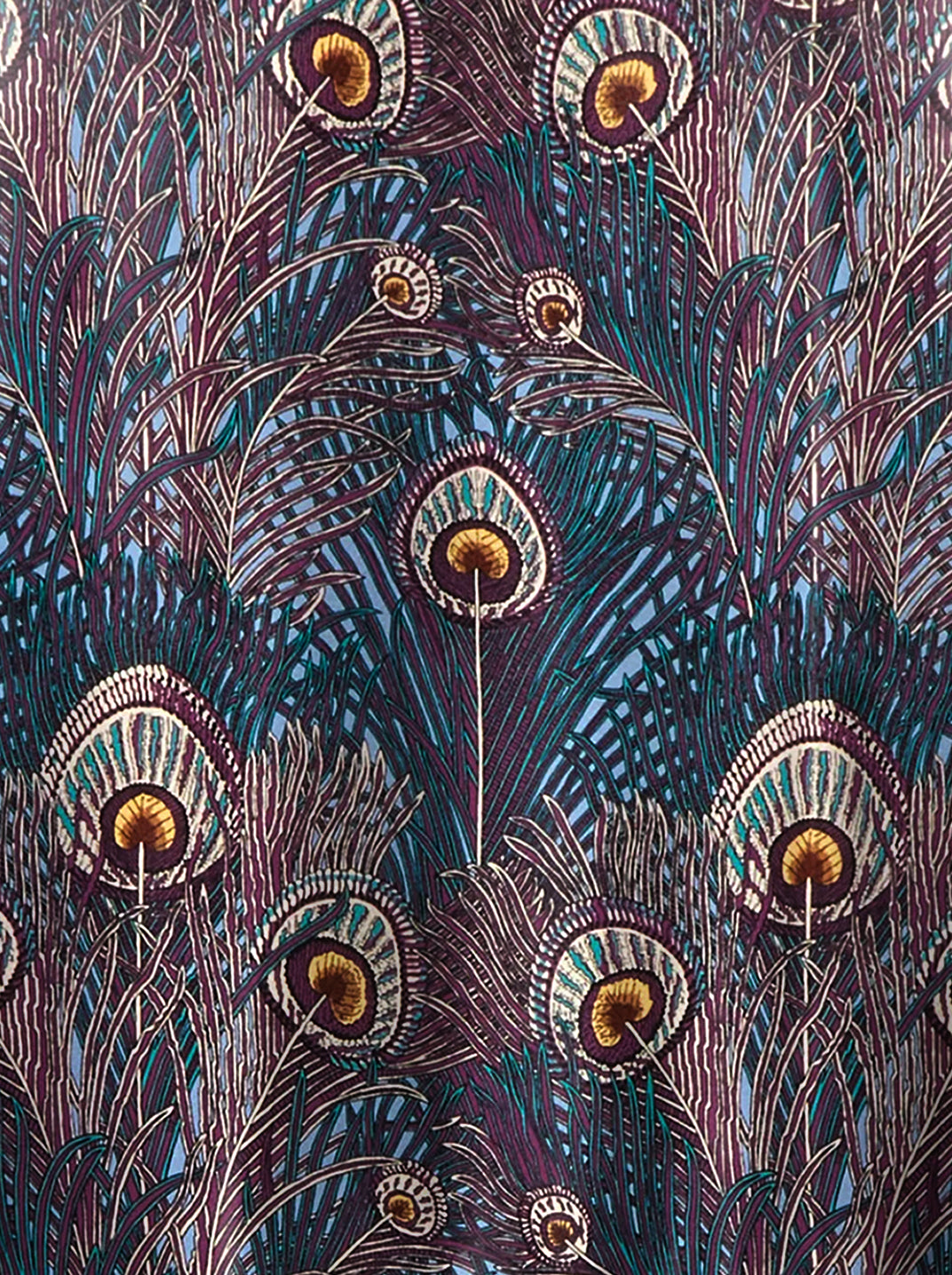 Ridley_London_Silk_Autumn_Winter_Mother_Of_the_Bride_Wedding_Guest_Purple_King_Hera_Peacock_Feather_Liberty_Silk_Twill_Fabric