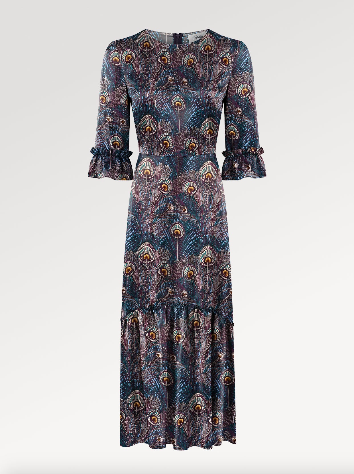Ridley_London_Silk_Autumn_Winter_Mother_Of_the_Bride_Wedding_Guest_Purple_King_Hera_Peacock_Feather_Liberty_Silk_Twill_Jacqueline_Maxi_Dress