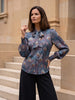 Ridley_London_Purple_Peacock_Feather_Hera_Hana_Silk_Twill_Cilla_Pussy_Bow__Long_Sleeved_Blouse_With_Shirred_Cuffs