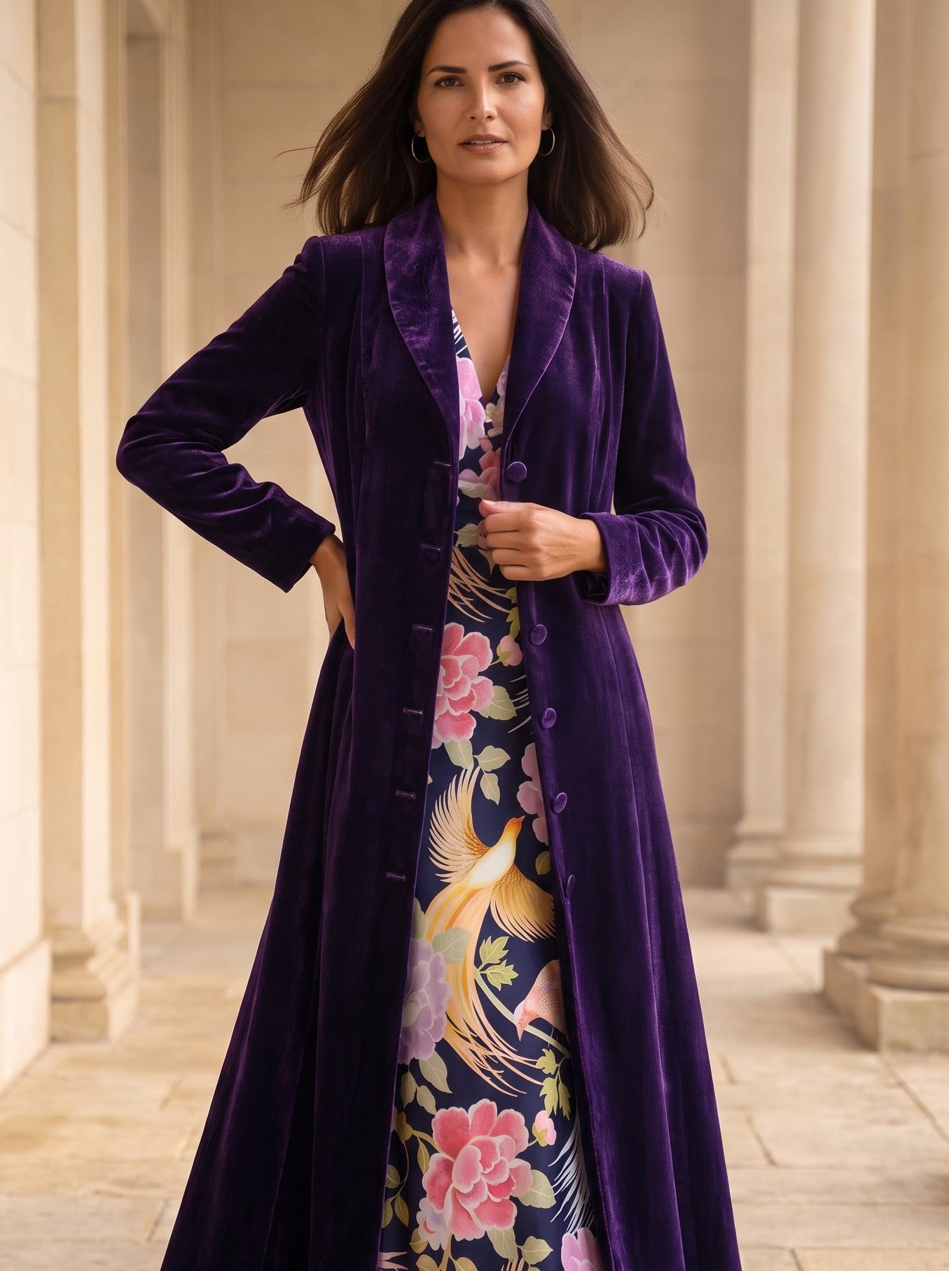 Ridley_London_Purple_Silk_Velvet_Opera_Maxi_Coat