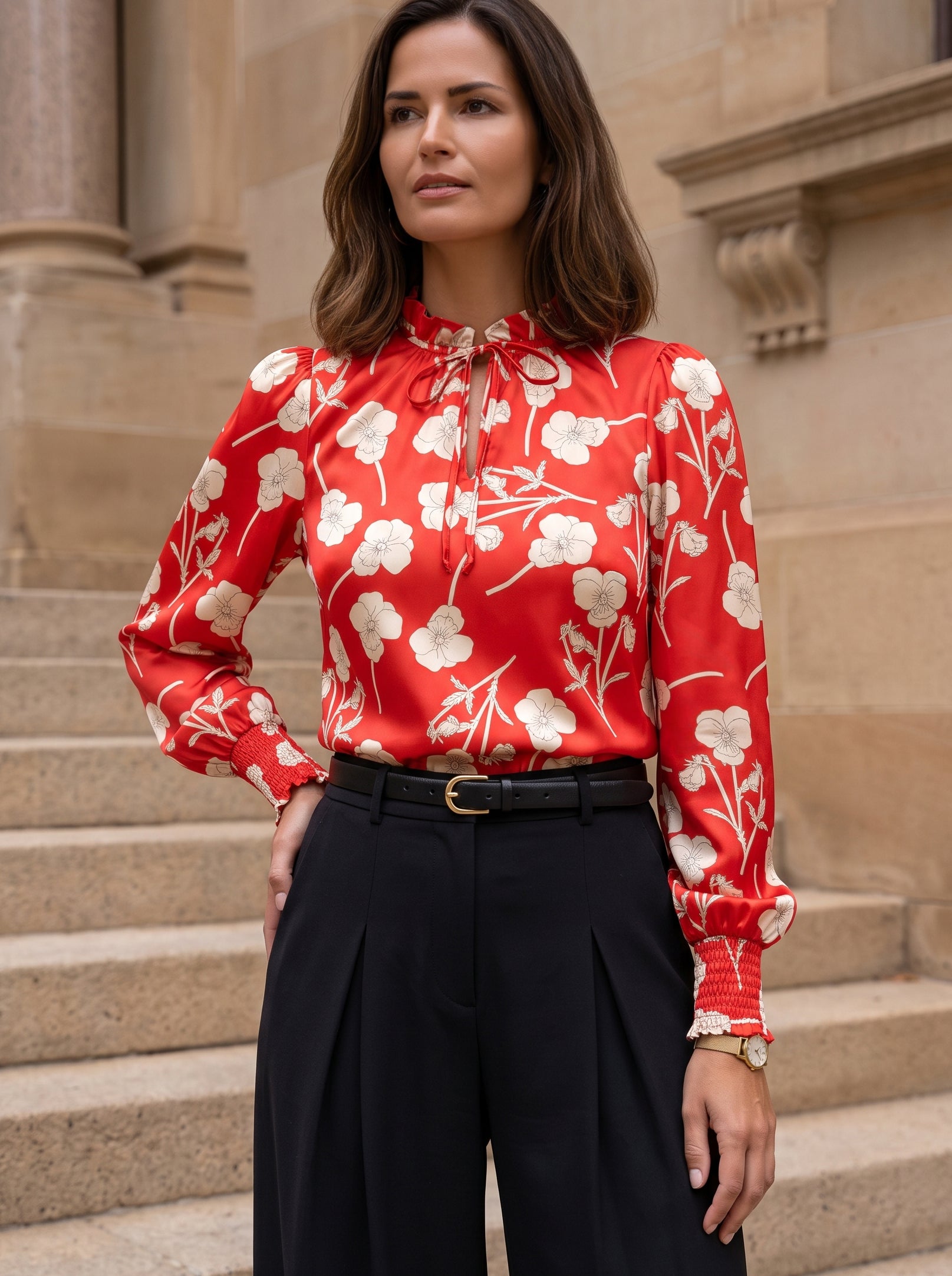 Ridley_London_Red_Radiant_Ros_Liberty_Silk_Crepe_De_Chine_Floral_Alicia_Top_Long_Sleeved_Blouse_With_Shirred_Cuffs