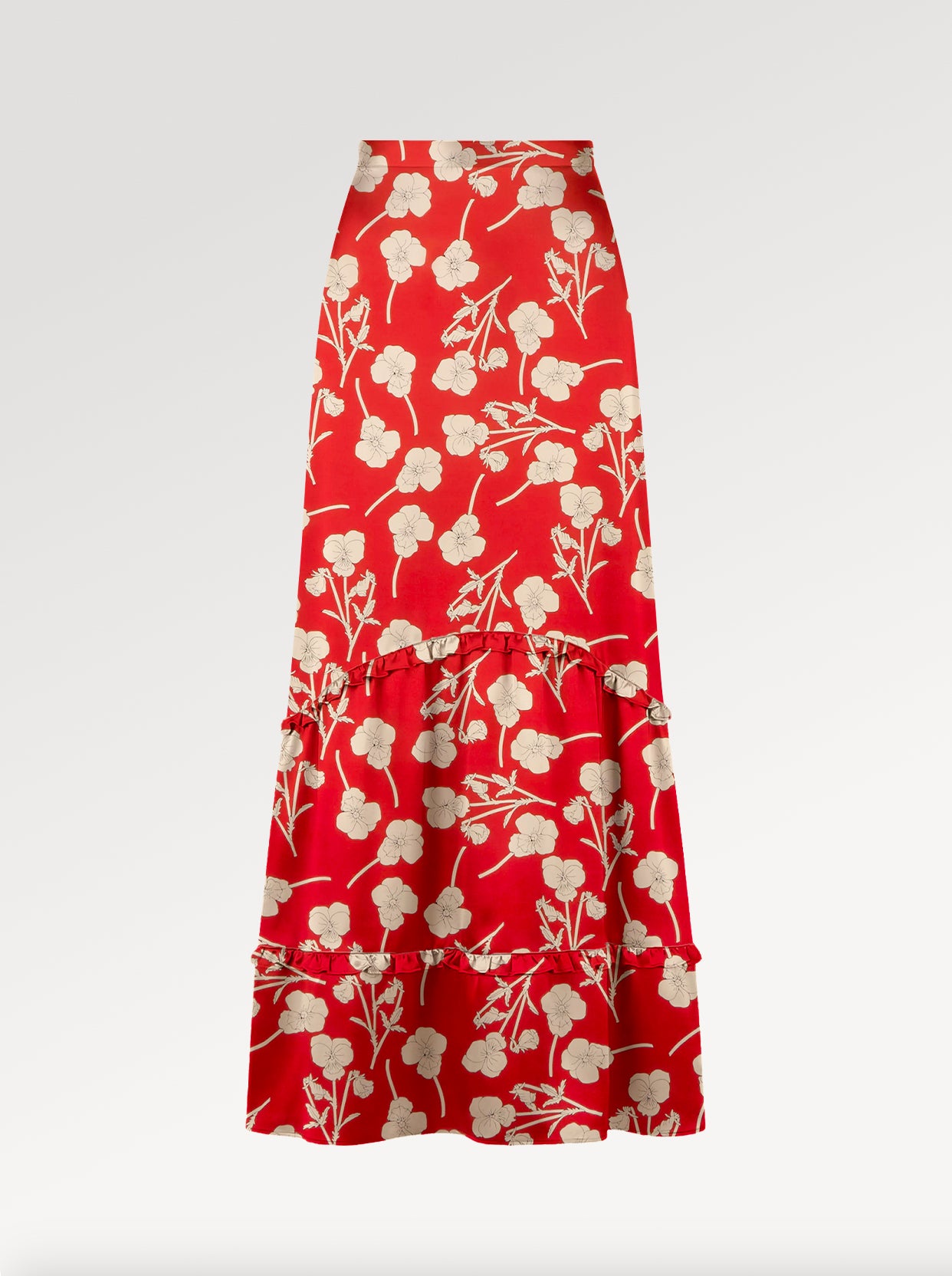 Ridley_London_Red_Radiant_Ros_Silk_Twill_Pansy_Print_Liberty_Silk_Anya_Maxi_Skirt_With_Frounce_Frill_Hem