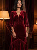 Ridley_London_Ruby_Silk_Velvet_Ellen_Maxi_Mother_of_The_Bride_Dress_with_three_quarter_Sleeves_and_tiered_skirt