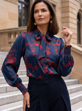 Ridley_London_Teal_Red_Silk_Satin_Elizabeths_Impression_Liberty_Print_Cilla_Pussy_Bow_Long_Sleeved_Blouse_With_Shirred_Cuffs